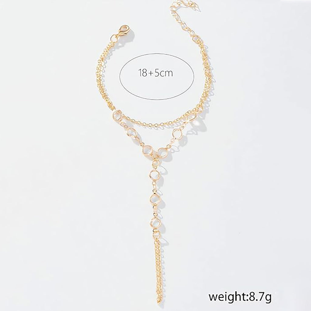Damen zarte Fußkettchen mit eleganten Glieder- und Kristallakzenten Shop Nory