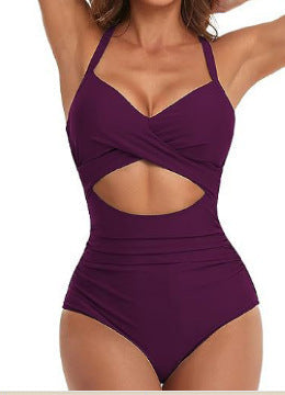 Damen Cut-Out Badeanzug mit Kreuzgurt