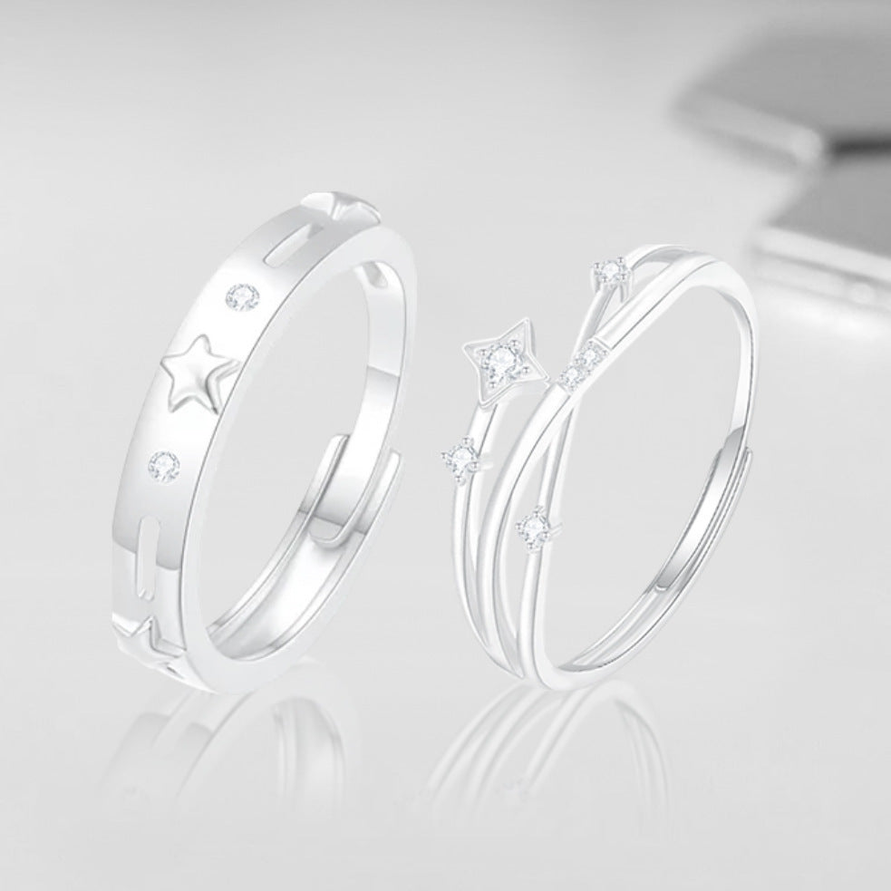 Damen Ring-Set mit funkelnden Sternen und Zirkonia Shop Nory