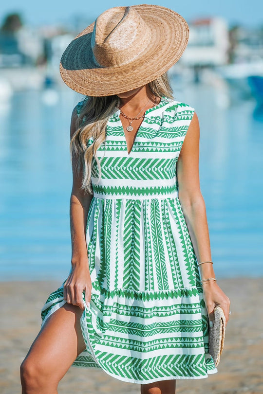 Damen Freizeitkleid mit modernen geometrischen Mustern