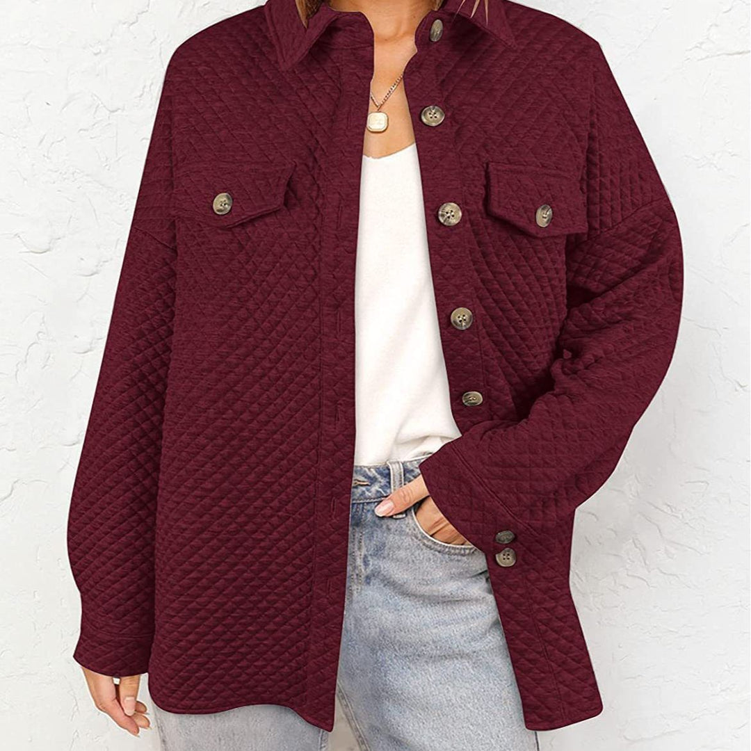 Damen Stepp Übergangshemdjacke mit Oversize Schnitt Brustpatten und Knopfleiste Shop Nory