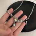 Damen Halskette mit Kunststein-Statement und raffinierter Gliederkette Shop Nory