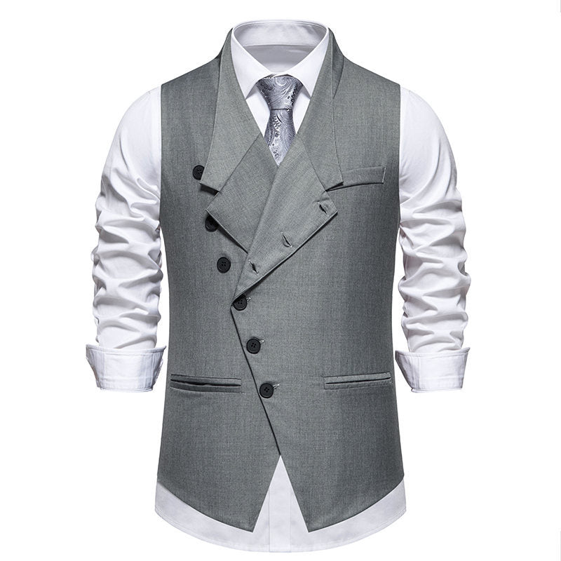 Herren elegante Anzugweste mit asymmetrischem Kragen und modernen Akzenten