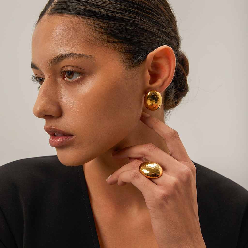 Damen Ohrhänger mit glänzendem, gehämmertem Design Shop Nory