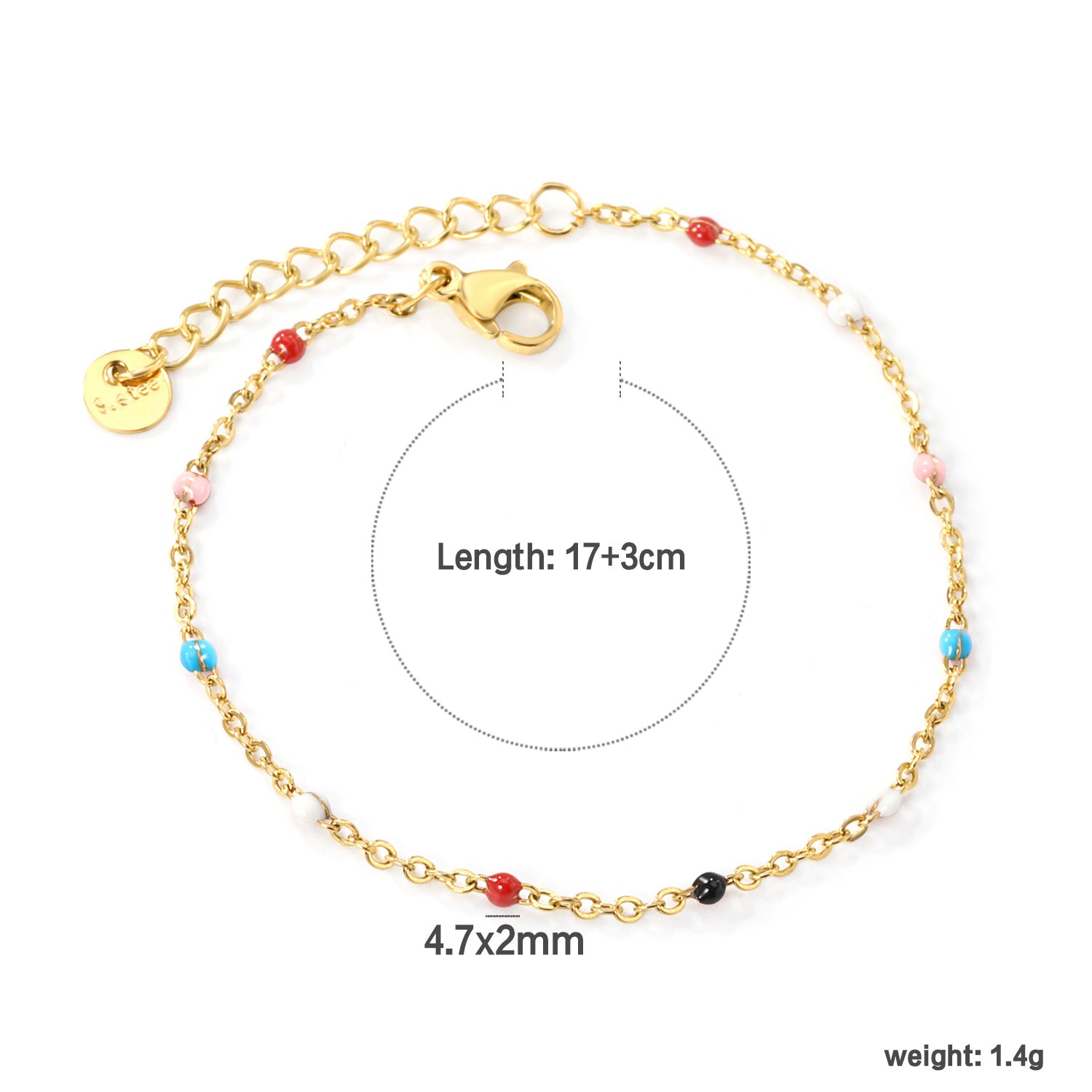 Damen zartes goldplattiertes Armband mit roten Akzenten Shop Nory