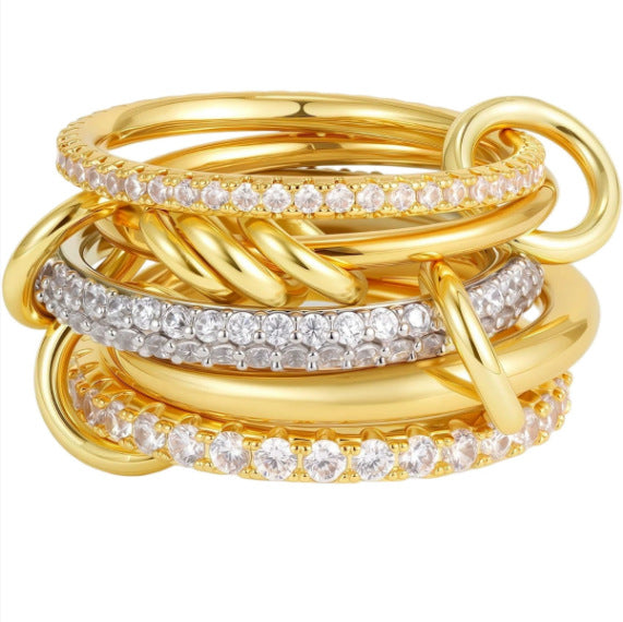 Damen Zierliches Ring-Set mit funkelnden Zirkonia-Elementen Shop Nory