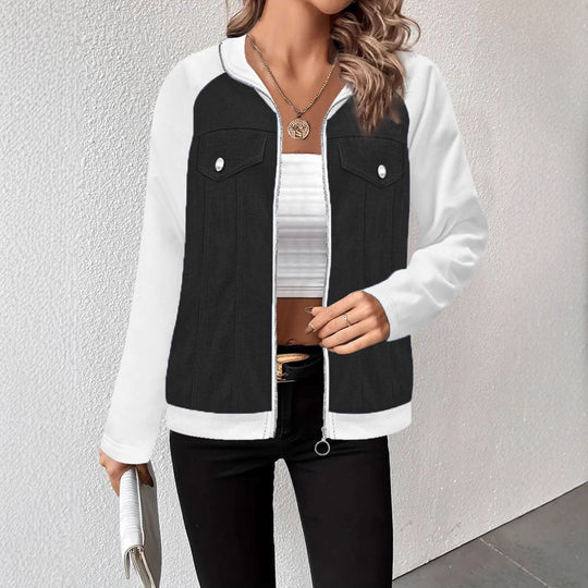 Damen Denim-Mix Blousonjacke mit Reißverschluss und Brusttaschen Shop Nory