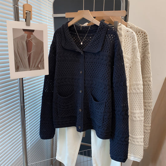 Damen Lässige Strickjacke im Lochmuster Shop Nory