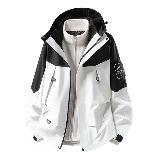 Unisex wasserfeste zweilagige Softshell-Regenjacke mit herausnehmbarem Fleecefutter und Kapuze Shop Nory