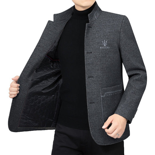 Herren Kurzmantel mit Stehkragen und aufgesetzten Taschen aus Wollmischung Shop Nory