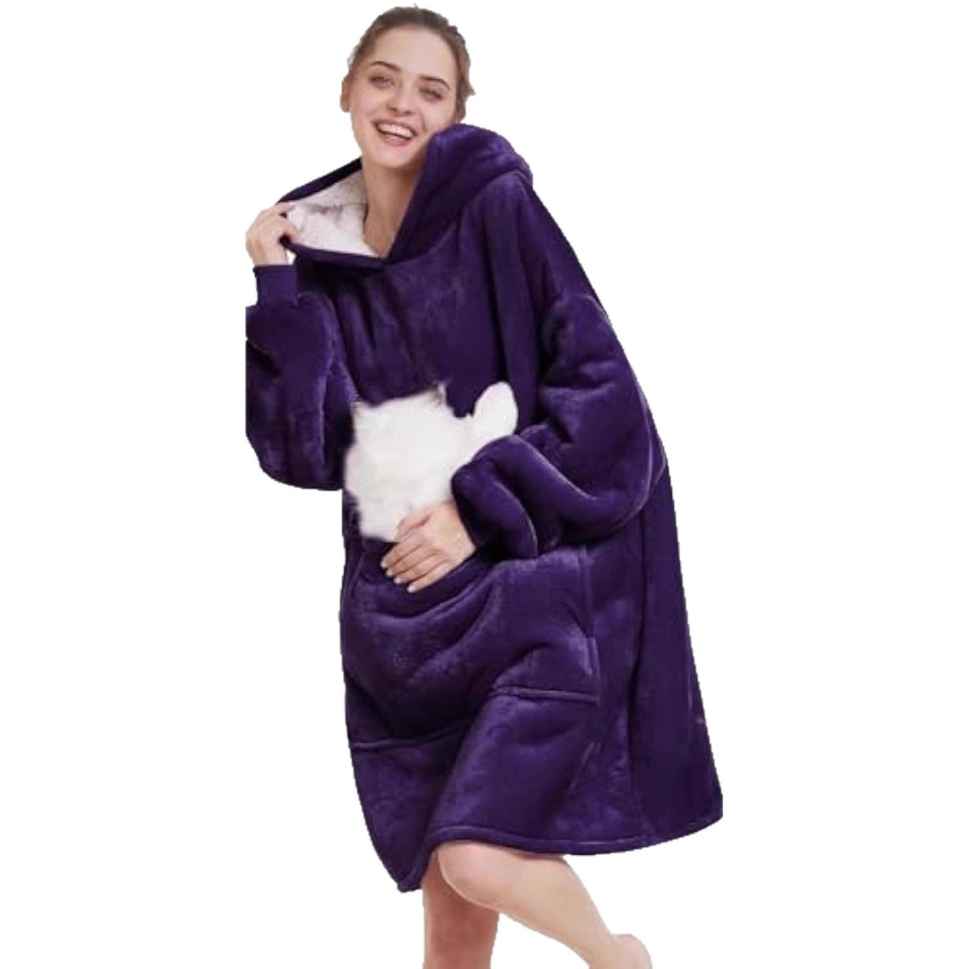 Damen Oversize Kapuzen-Kuscheldecke aus Mikrofaser mit Sherpa-Futter Shop Nory
