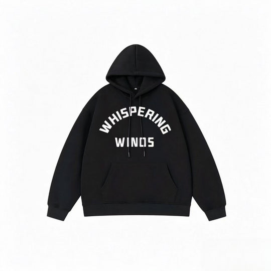 Unisex Oversize-Kapuzenpullover mit gebogenem Statement-Print und Kängurutasche Shop Nory