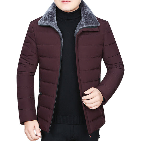 Herren Wattierte Winterjacke mit weichem Plüschfutter, Stehkragen und schmaler Steppung Shop Nory