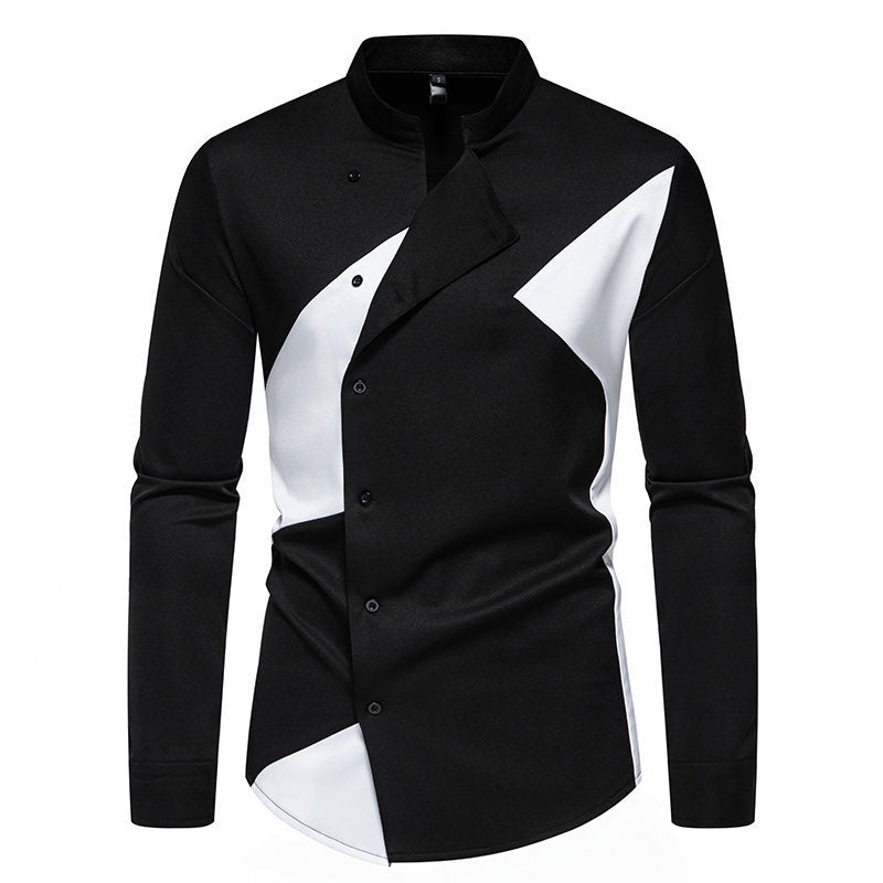Herren Designer Hemd mit asymmetrischem Farbblock