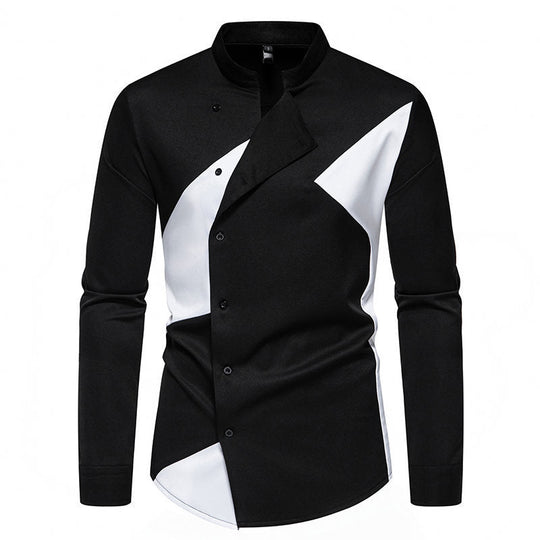 Herren Designer Hemd mit asymmetrischem Farbblock