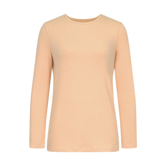 Damen Langarm-T-Shirt aus hochwertiger Baumwolle mit Rundhalsausschnitt