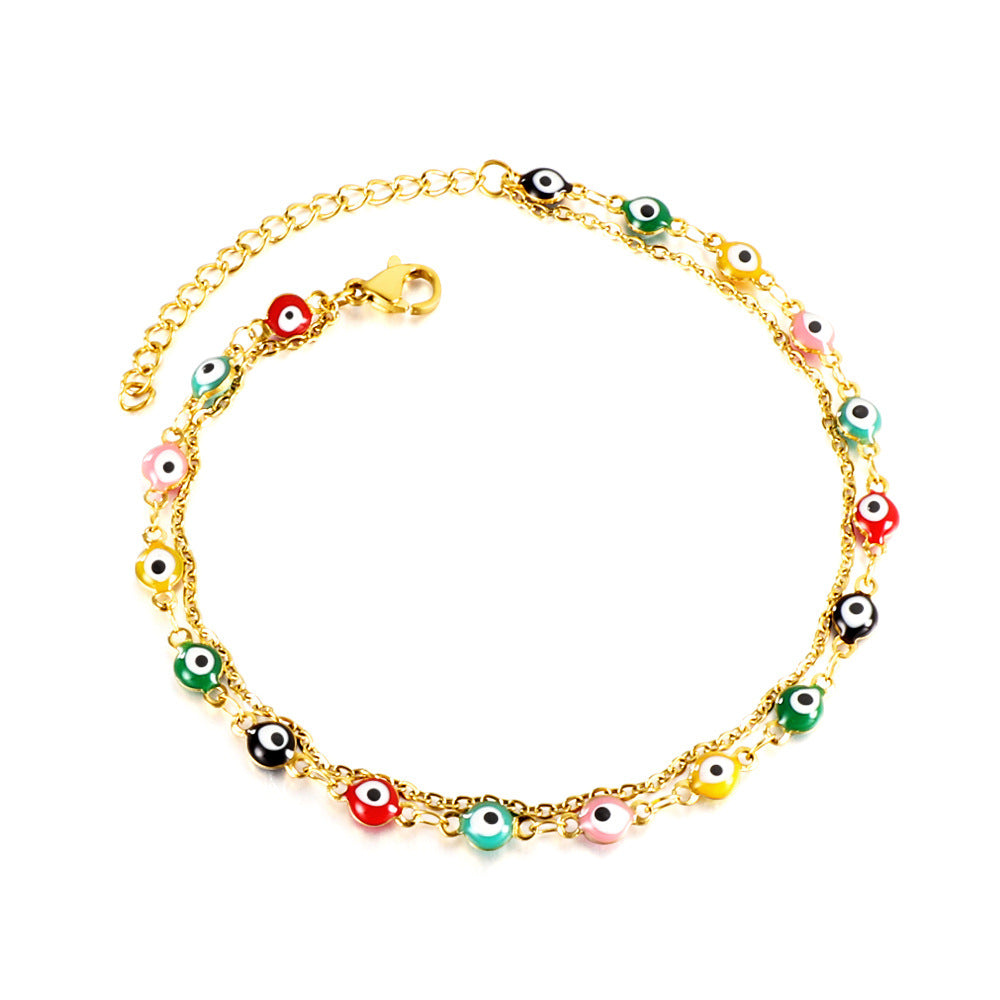 Damen Armband aus Edelstahl mit bunten Perlen und Sternenanhängern Shop Nory