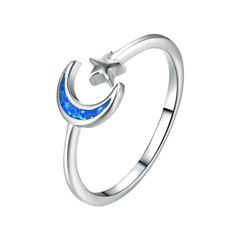 Damen Ring mit geflochtenem Mond- und Sterndesign Shop Nory