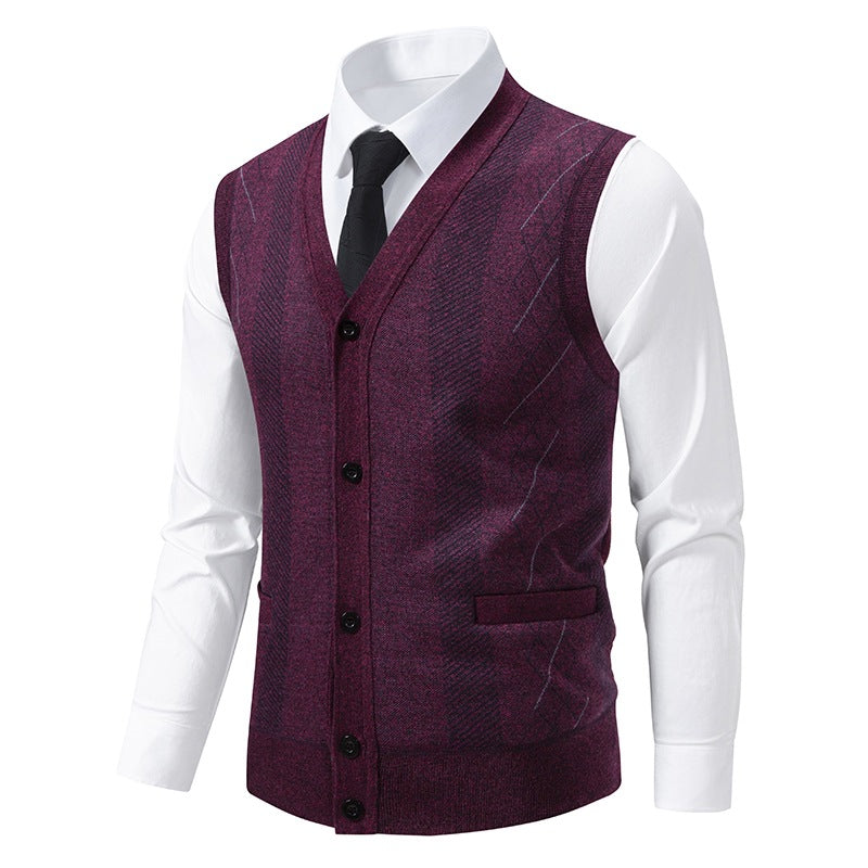 Herren Taillierte Feinstrick‑Weste mit V‑Ausschnitt, Knopfleiste und Eingrifftaschen Shop Nory