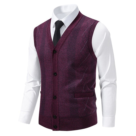 Herren Taillierte Feinstrick‑Weste mit V‑Ausschnitt, Knopfleiste und Eingrifftaschen Shop Nory