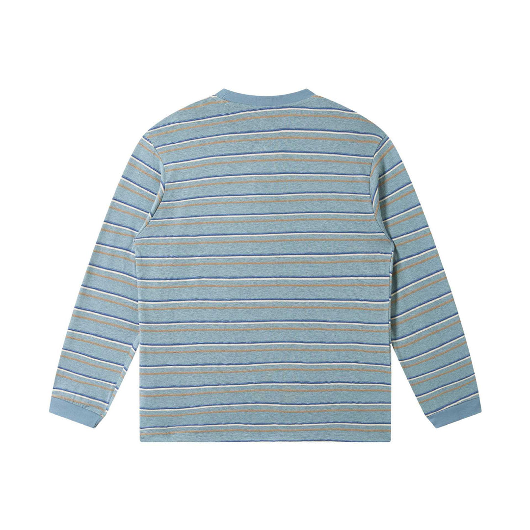 Unisex Fein gestricktes Langarmshirt mit Streifenstruktur und geripptem Rundhals Shop Nory