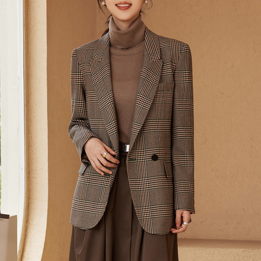 Damen Glencheck Oversize-Blazer mit strukturierter Schulter und Pattentaschen Shop Nory