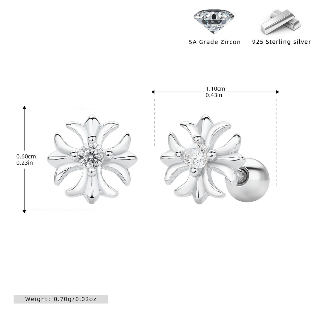 Damen Ohrringe mit floralen Motiv aus hochwertigem 925 Sterling Silber Shop Nory
