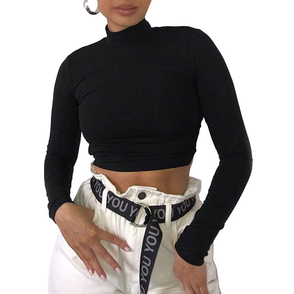 Damen figurbetontes Cropped-Longsleeve mit Stehkragen und Sculpting-Passform Shop Nory