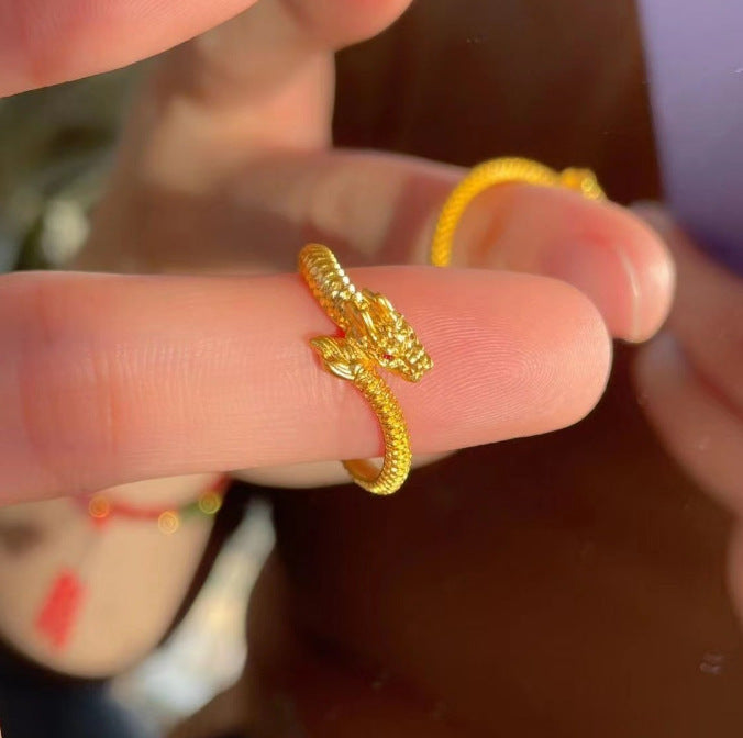Damen Offener Ring mit kunstvollem Drachen-Design und funkelndem Akzent Shop Nory