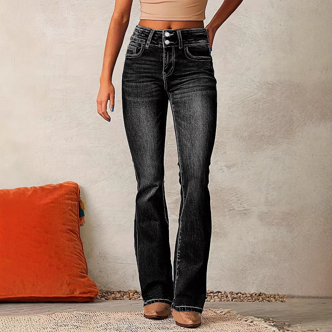 Damen Hochtaillierte Bootcut Jeans