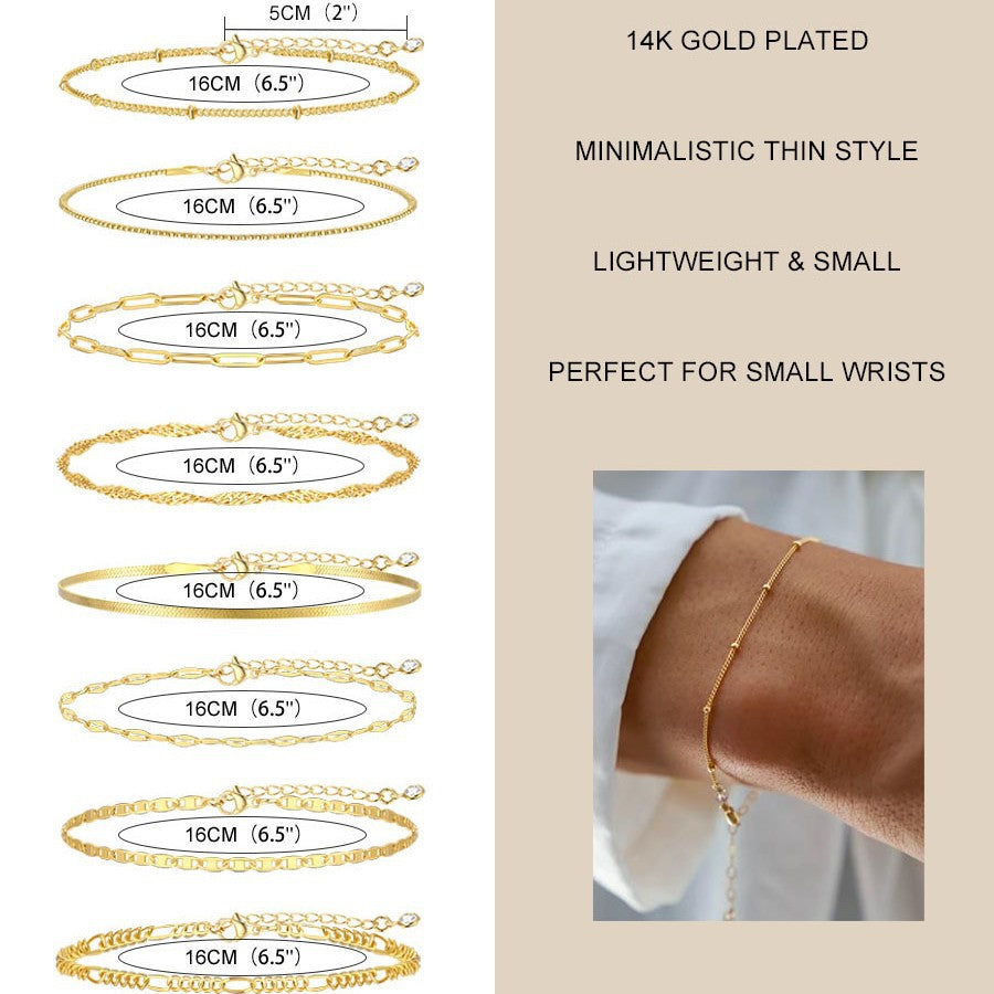 Damen Armreif-Set aus feinem Metall mit eleganten Kettendesigns Shop Nory