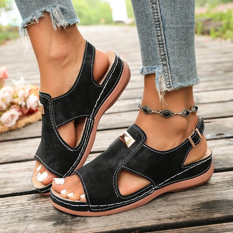 Damen Komfortable Sandalen mit verstellbarem Riemendesign Shopnory