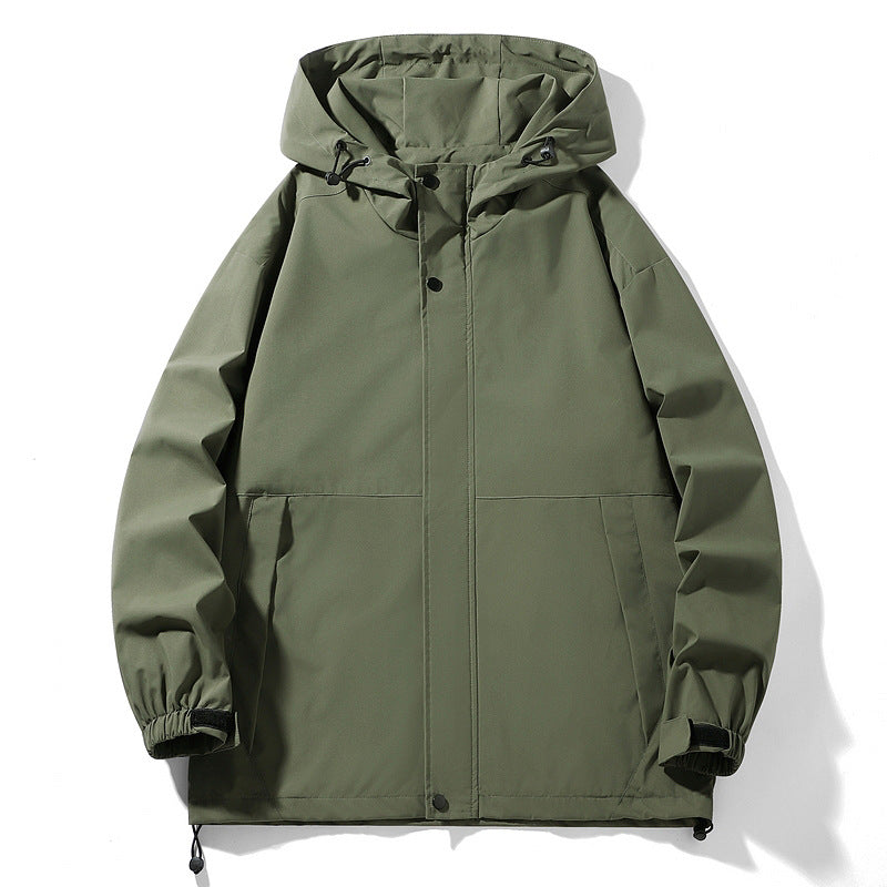 Herren Wasserabweisende Übergangsjacke mit verstellbarer Kapuze und praktischen Taschen Shopnory