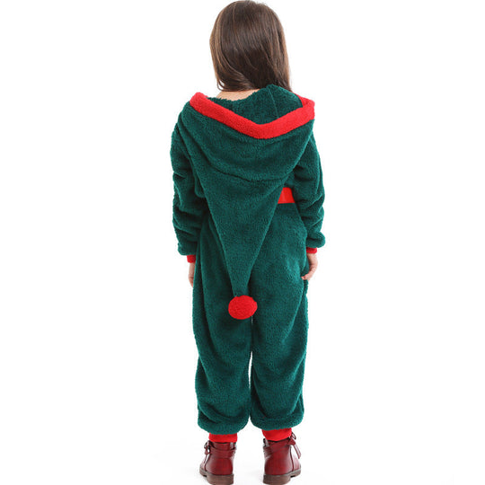 Mädchen kuscheliger Weihnachtsoverall mit Kapuze und Gürtel Shop Nory