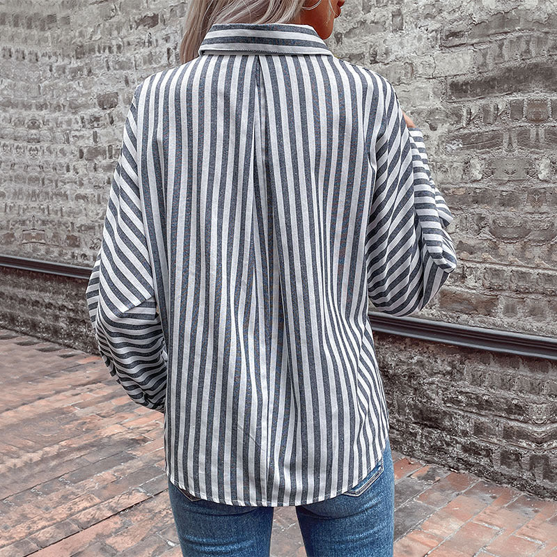 Damen Krawattenhemd mit gestreiftem Design