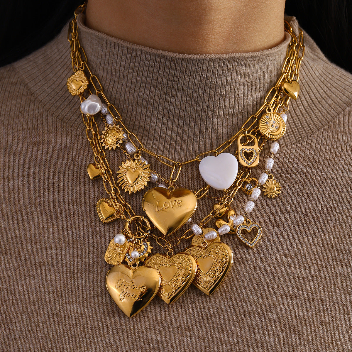 Damen Herzanhänger Halskette mit eleganter Goldfüllung Shop Nory
