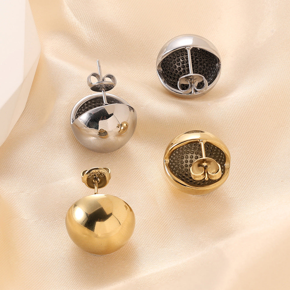Damen Goldene Ohrringe mit modernem, halbrundem Design Shop Nory