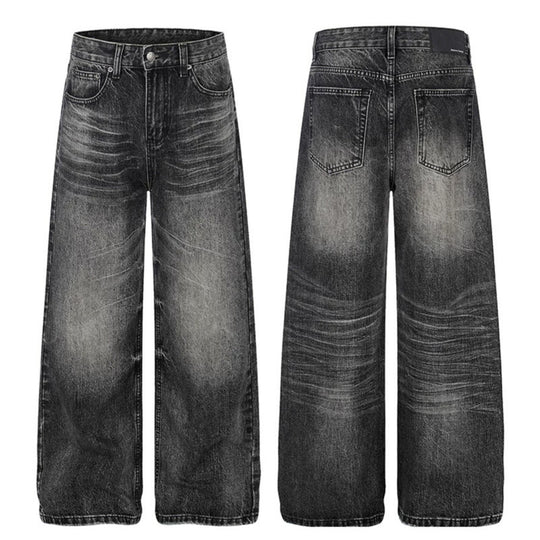 Damen Hochgeschnittene weite Palazzo-Jeans mit Used-Effekt Shop Nory
