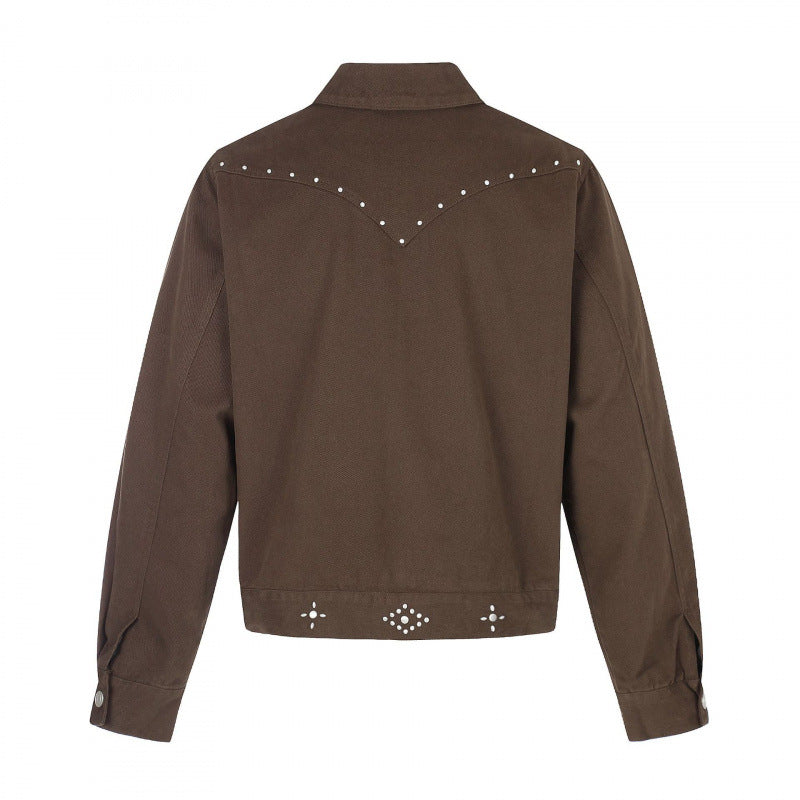 Herren Kurz geschnittene Canvas-Blousonjacke mit Nietenbesatz und Pattentaschen Shop Nory