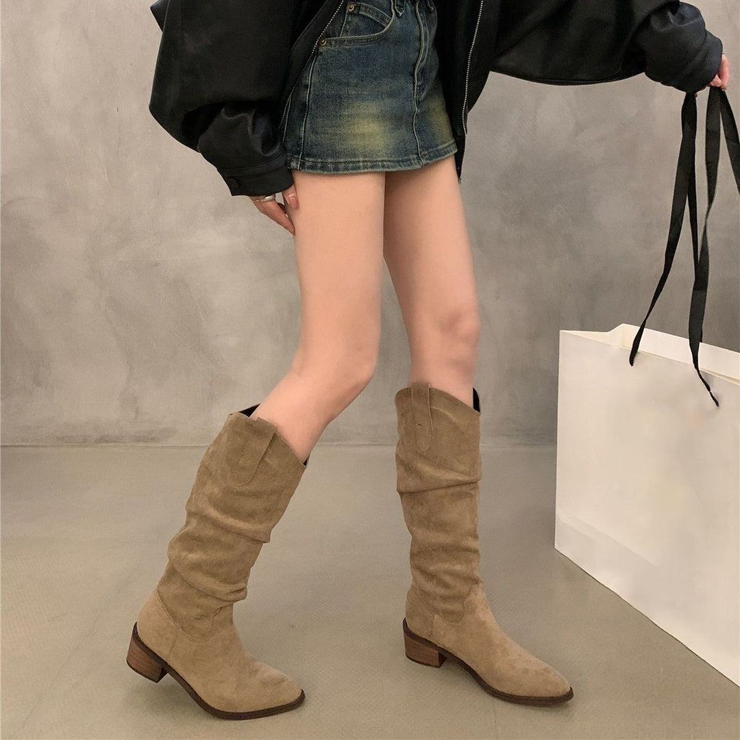 Damen Hohe Wildleder-Stiefel mit elegantem Design