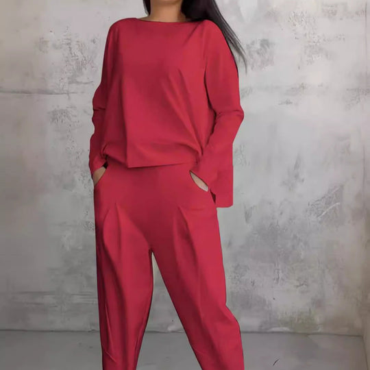 Damen lässiges Zweiteiliges Set aus hochwertiger Viskose
