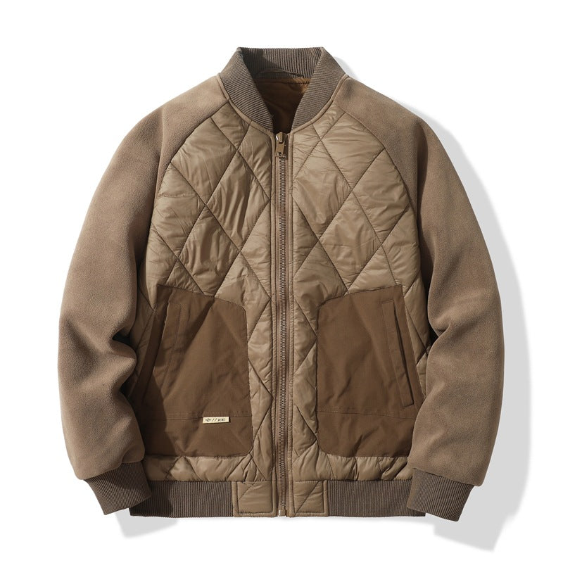 Herren Quiltgefütterte Bomberjacke mit Fleeceärmeln und Utility-Taschen Shop Nory