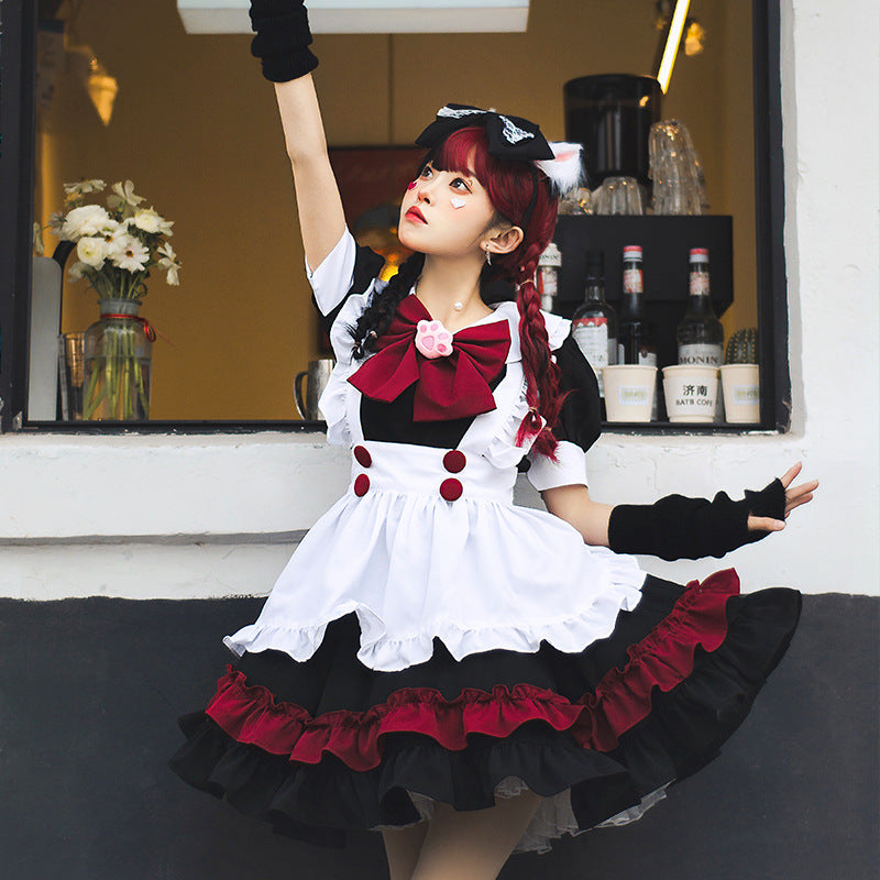 Mädchen Catgirl Kostüm mit Rüschen und Katzenohren Shop Nory