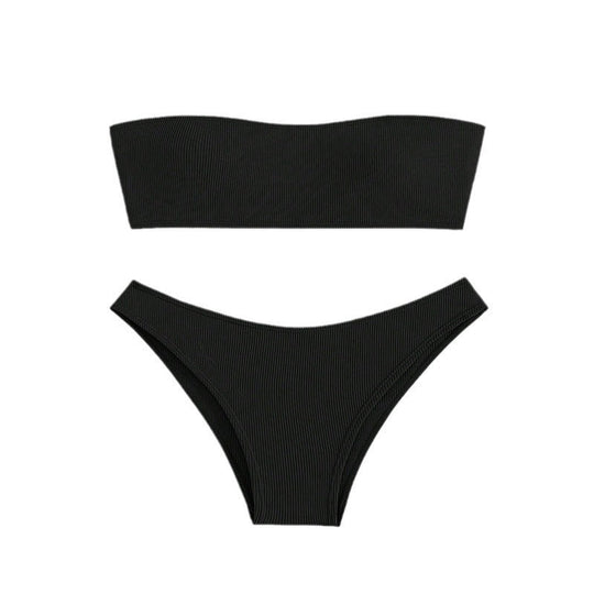 Damen Bandeau-Bikini-Set mit elastischem GewShopnorye und hohem Schnitt