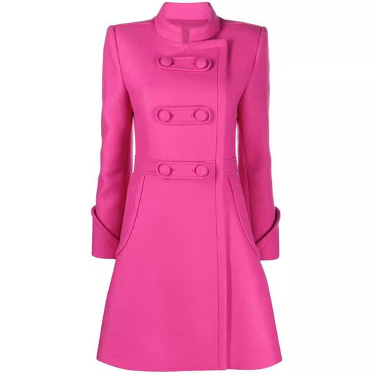 Damen Midilanger A-Linien Mantel mit Stehkragen und dekorativem Schlaufenverschluss Shop Nory