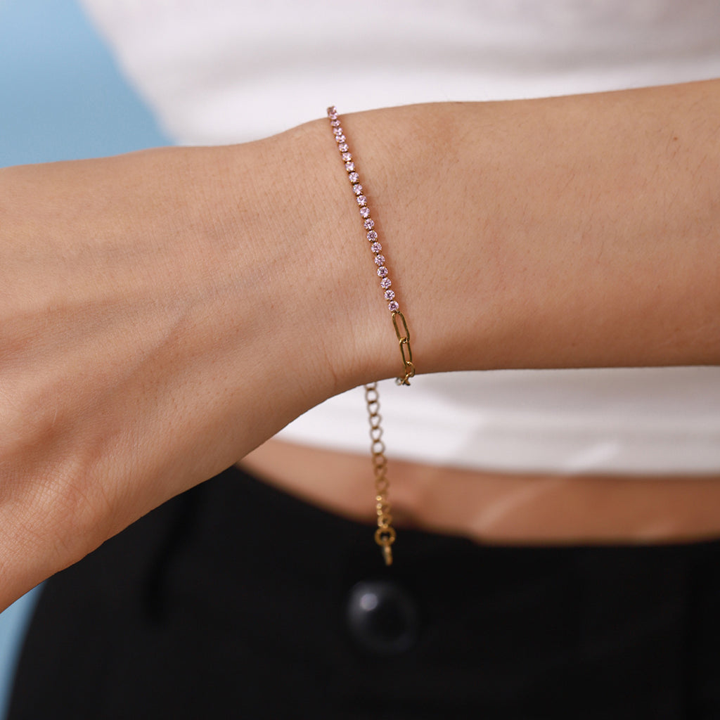 Damen Armband aus hypoallergenem Edelstahl mit funkelnden Zirkonia Shop Nory