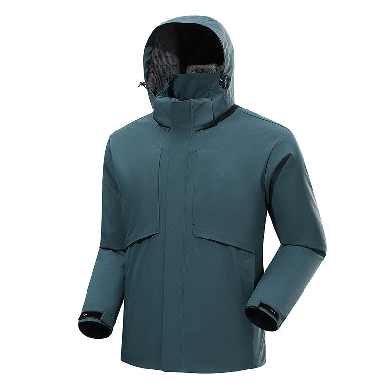 Herren urbaner wasserdichter Tech-Parka mit hochschließendem Kragen und minimalistischen Taschen Shop Nory