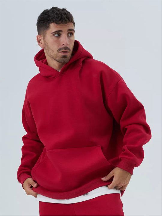 Herren nan schwerer Fleece-Boxy-Hoodie mit tiefem Schulterfall verstärkter Kapuze und Kängurutasche Shop Nory