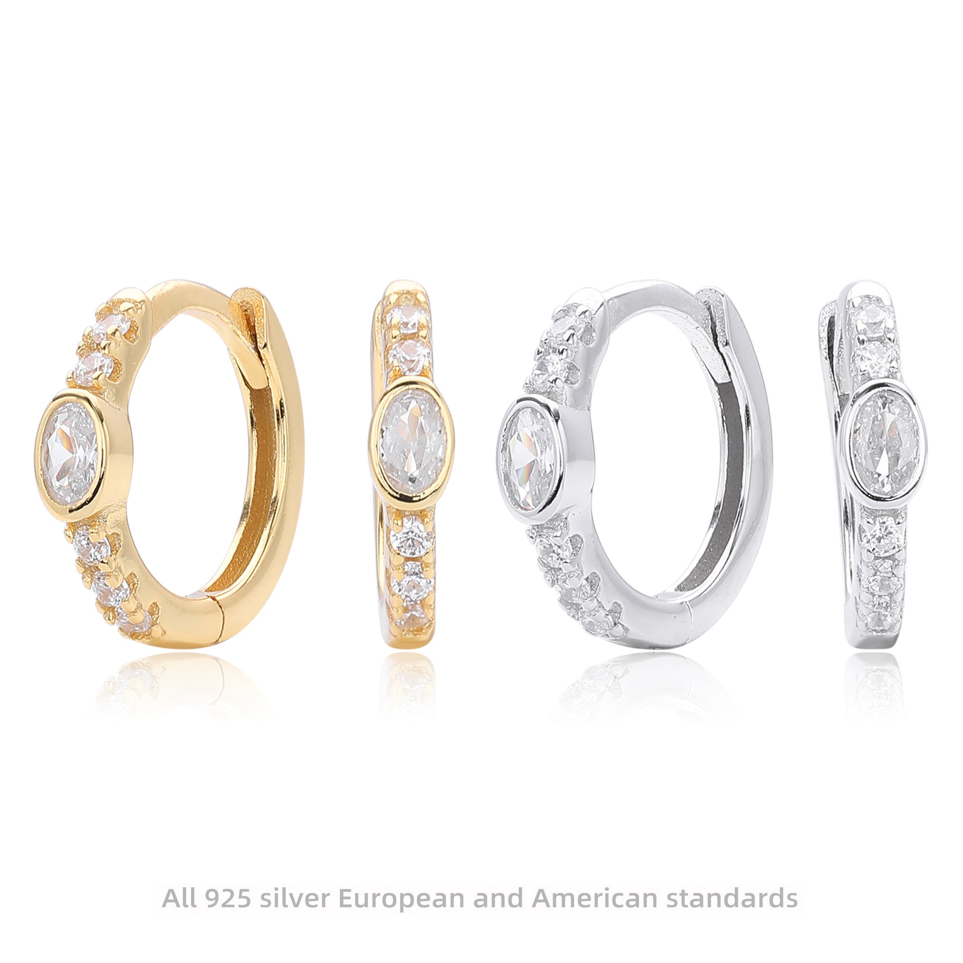 Damen Creolen mit funkelndem Zirkonbesatz aus hochwertigem 925 Sterling Silber Shop Nory