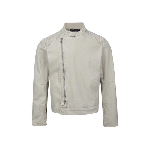 Herren Asymmetrische Kurzjacke im Biker-Stil mit Stehkragen und schrägem Metallreißverschluss Shop Nory
